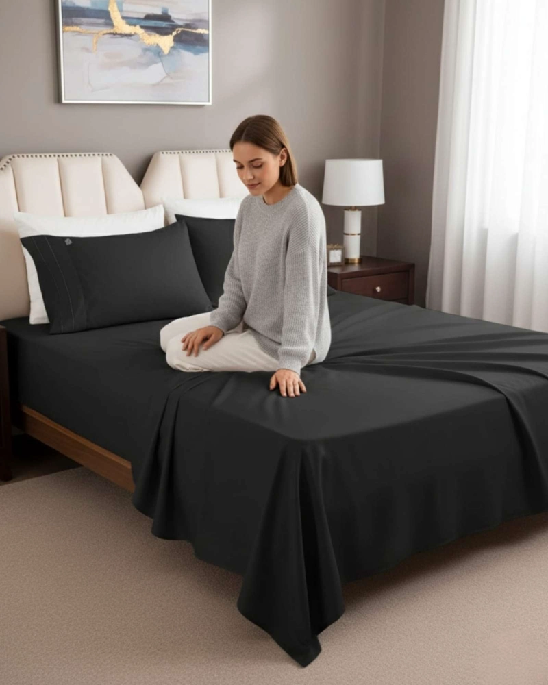 SABANAS 2 PLAZAS 500 HILOS DISEÑO LISO AJUSTE PERFECTO - 2