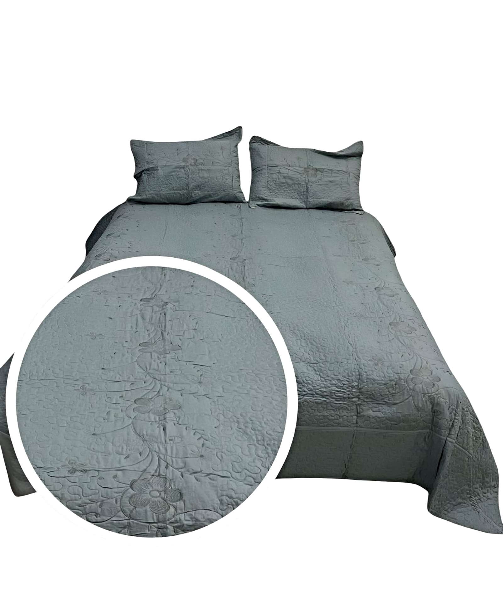 CUBRECAMA QUILT DE VERANO PLAZA Y MEDIA BORDADO - 1