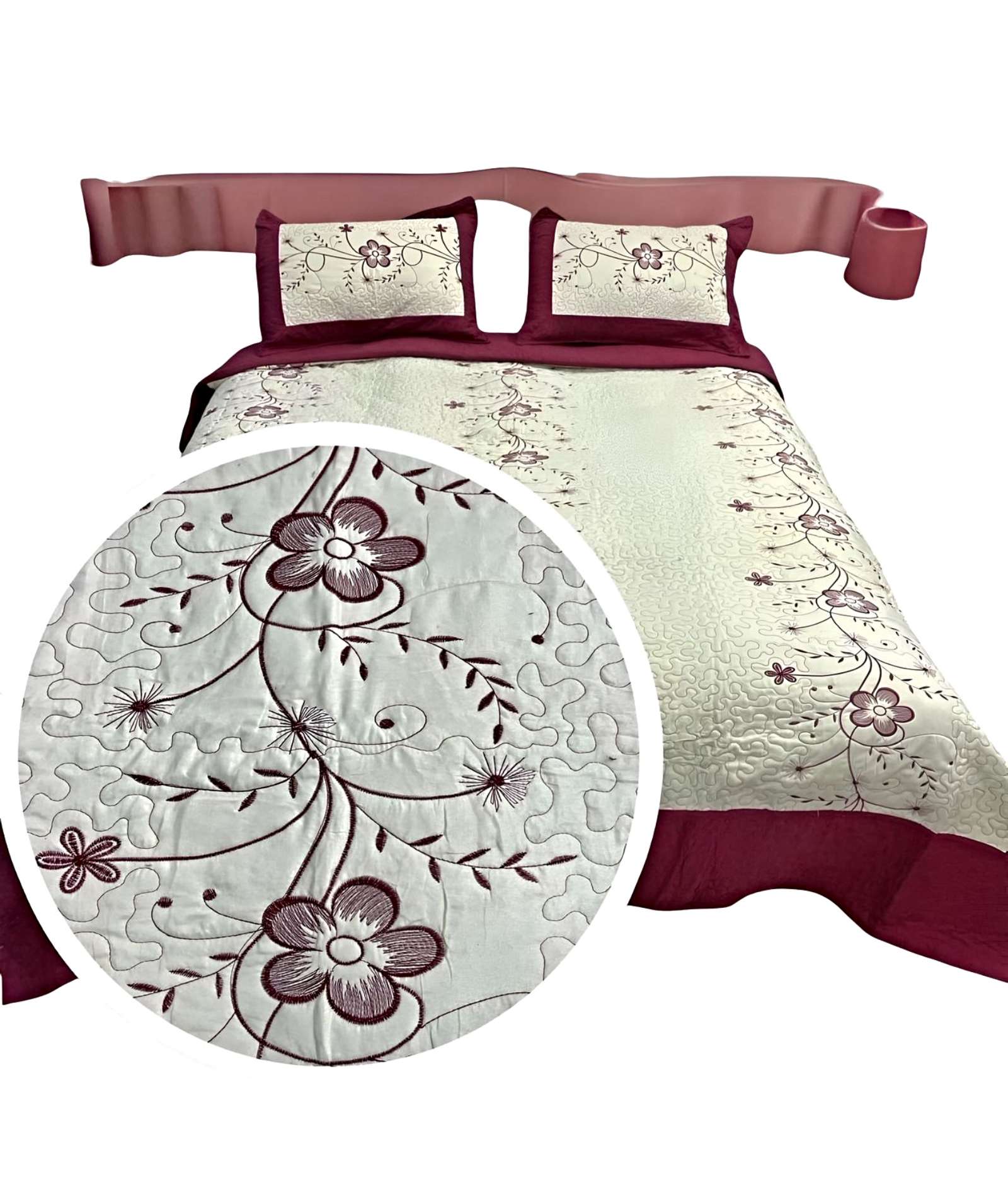 CUBRECAMA QUILT DE VERANO KING-SUPER KING BORDADO - 1