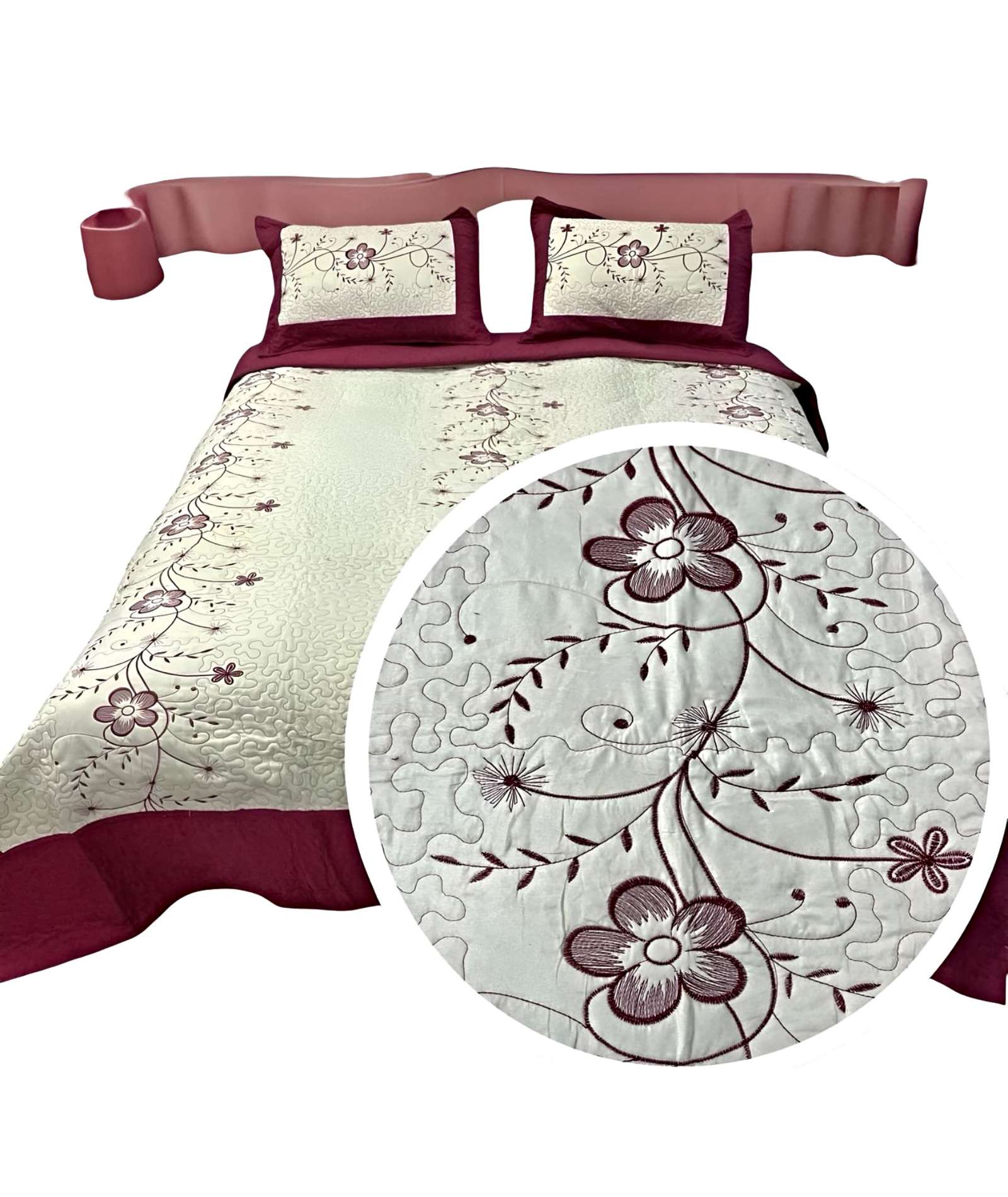 CUBRECAMA QUILT DE VERANO KING-SUPER KING BORDADO - 2