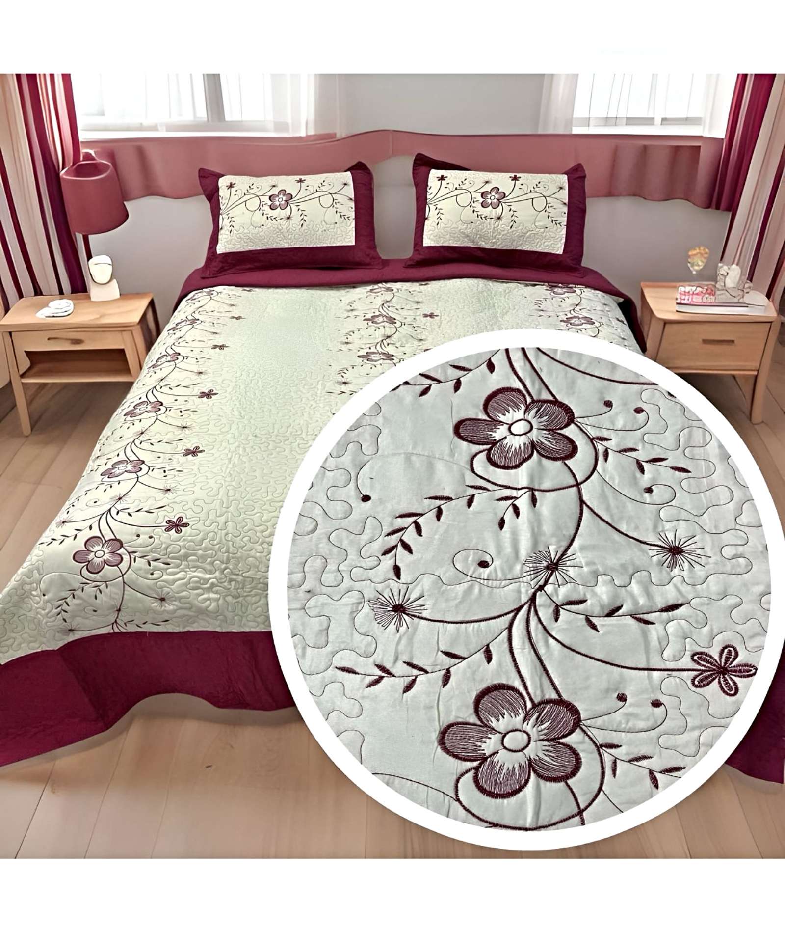 CUBRECAMA QUILT DE VERANO KING-SUPER KING BORDADO - 3
