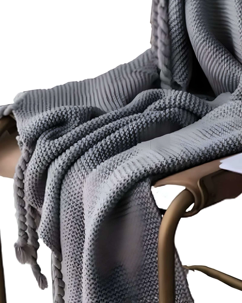 MANTA CHENILLE CON FLECOS DE SOGA DECORATIVA PARA CAMA O SOFA - 2