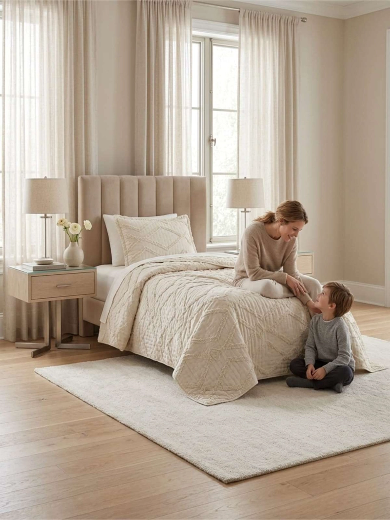 QUILT DE VERANO TUFTING LIVIANO DISEÑO GEOME TRICO 1,5 PLAZA - 2