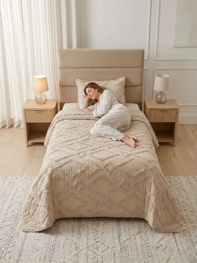 QUILT DE VERANO TUFTING LIVIANO DISEÑO GEOME TRICO 1,5 PLAZA - 6