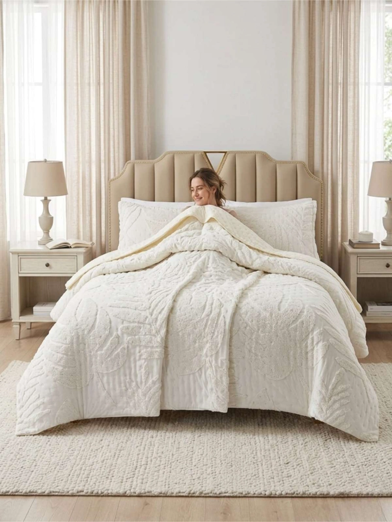 QUILT DE VERANO TUFTING LIVIANO DISEÑO GEOME TRICO KING / SUPER KING SERIE 3 - 4