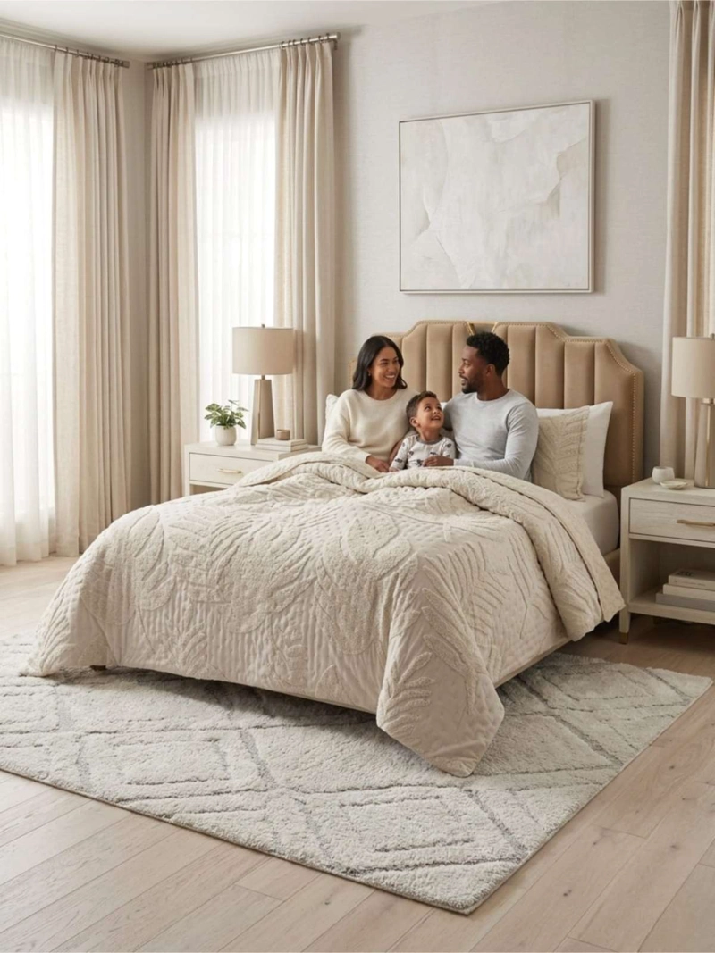 QUILT DE VERANO TUFTING LIVIANO DISEÑO GEOME TRICO KING / SUPER KING SERIE 3 - 1