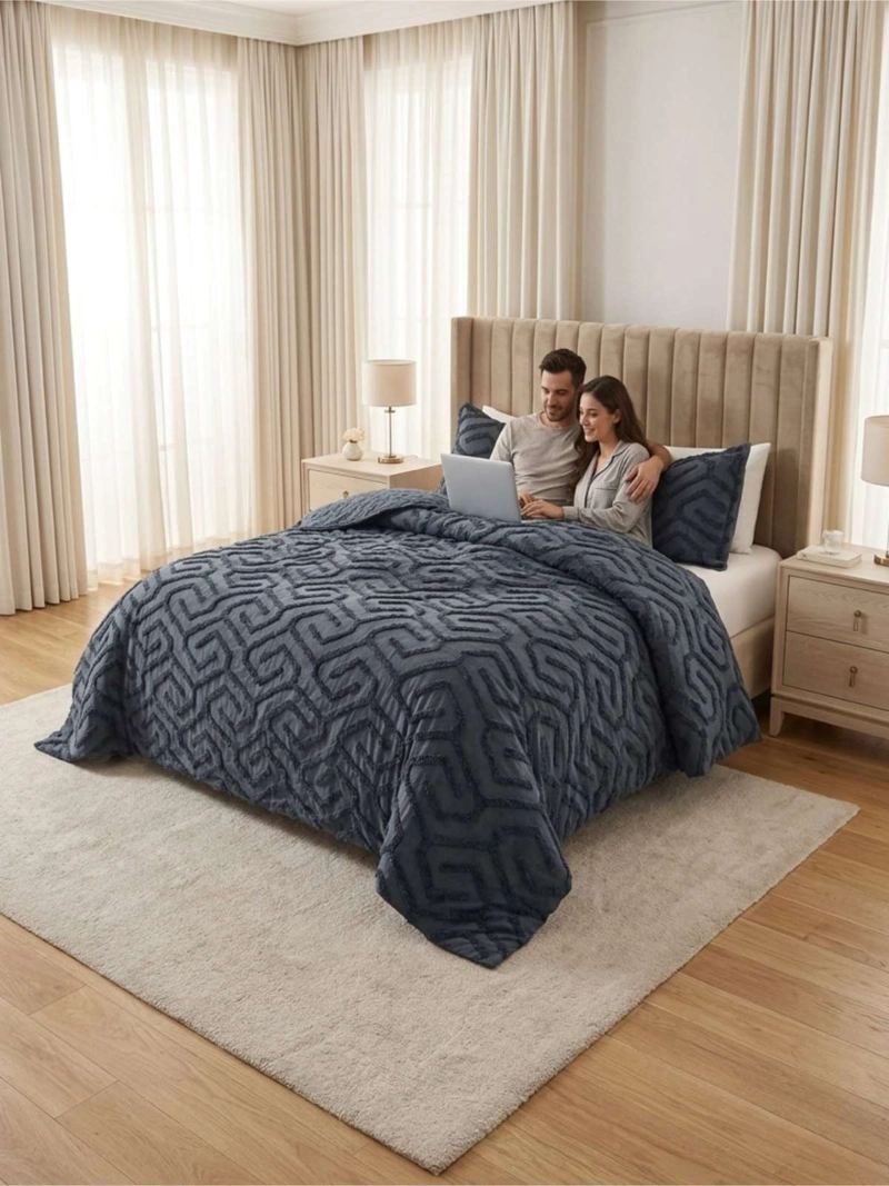 QUILT DE VERANO TUFTING LIVIANO DISEÑO GEOME TRICO 2 PLAZAS - 6