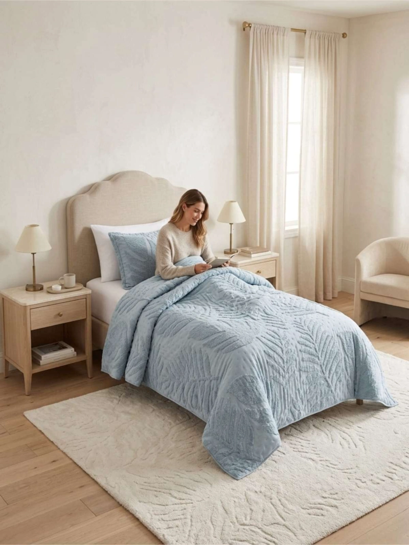 QUILT DE VERANO TUFTING LIVIANO DISEÑO GEOME TRICO 1,5 PLAZA SERIE 3 - 5