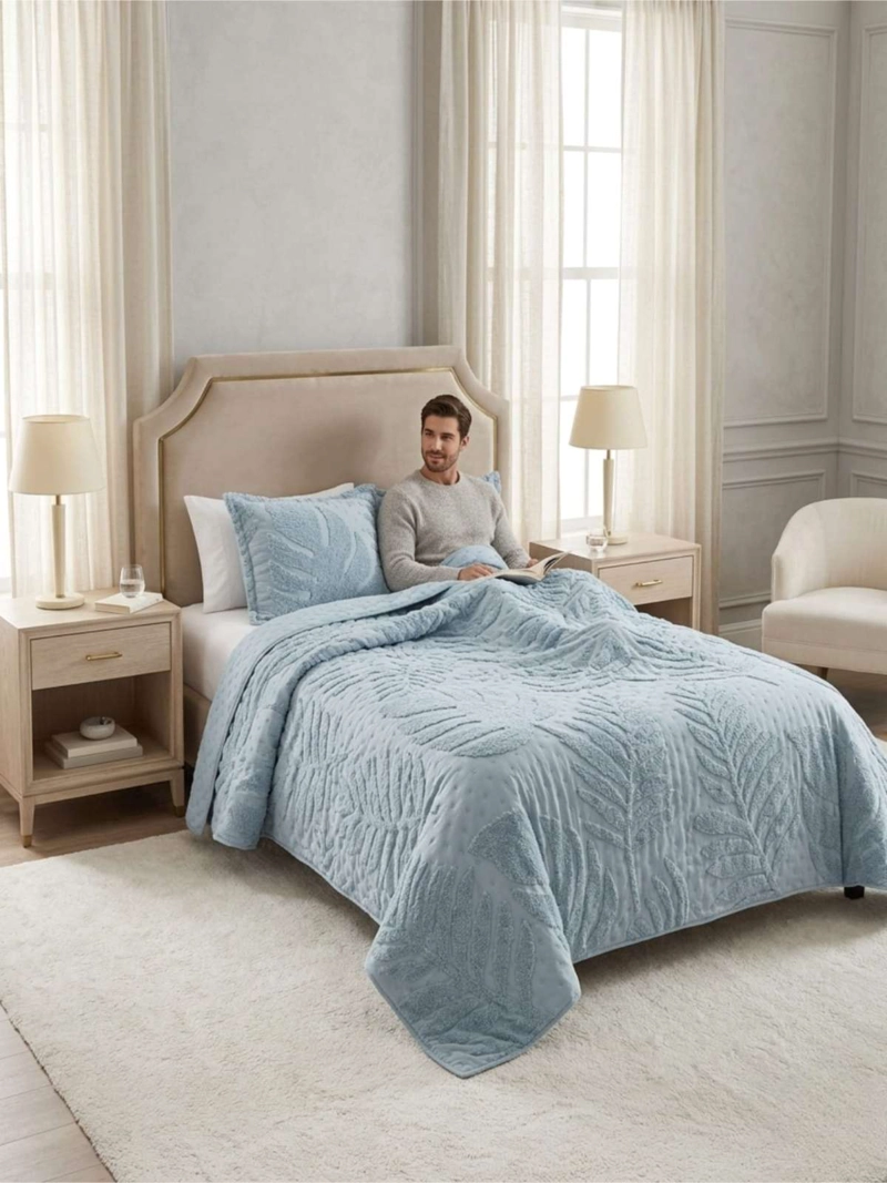 QUILT DE VERANO TUFTING LIVIANO DISEÑO GEOME TRICO 1,5 PLAZA SERIE 3 - 7