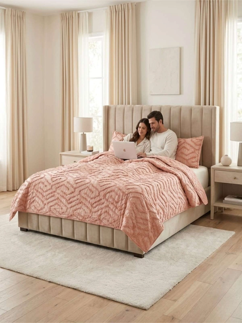 QUILT DE VERANO TUFTING LIVIANO DISEÑO GEOME TRICO KING / SUPER KING - 5