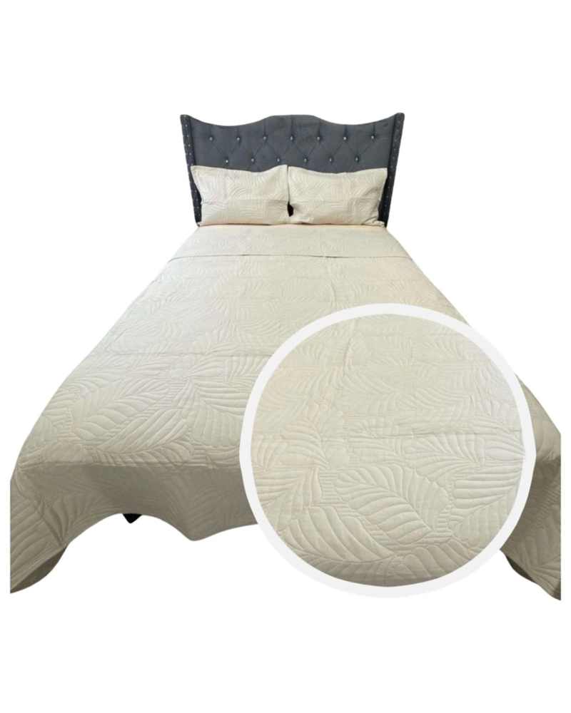 CUBRECAMA QUILT DE LUJO VERANO 2 PLAZA BEIGE - 1
