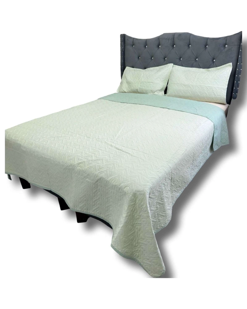 CUBRECAMA QUILT DE LUJO VERANO DELGADO 2 PLAZAS VERDE MENTA - 2