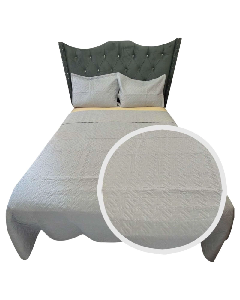 CUBRECAMA QUILT DE LUJO VERANO DELGADO 2 PLAZAS GRIS - 1