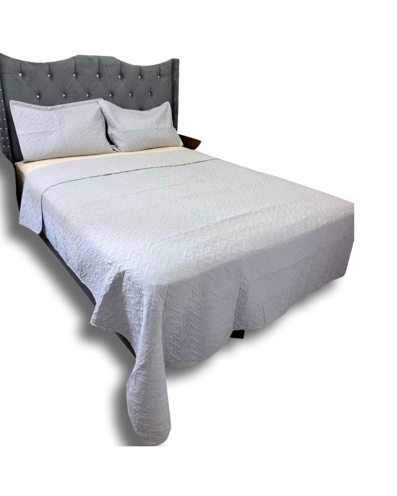 CUBRECAMA QUILT DE LUJO VERANO DELGADO 2 PLAZAS GRIS - 3