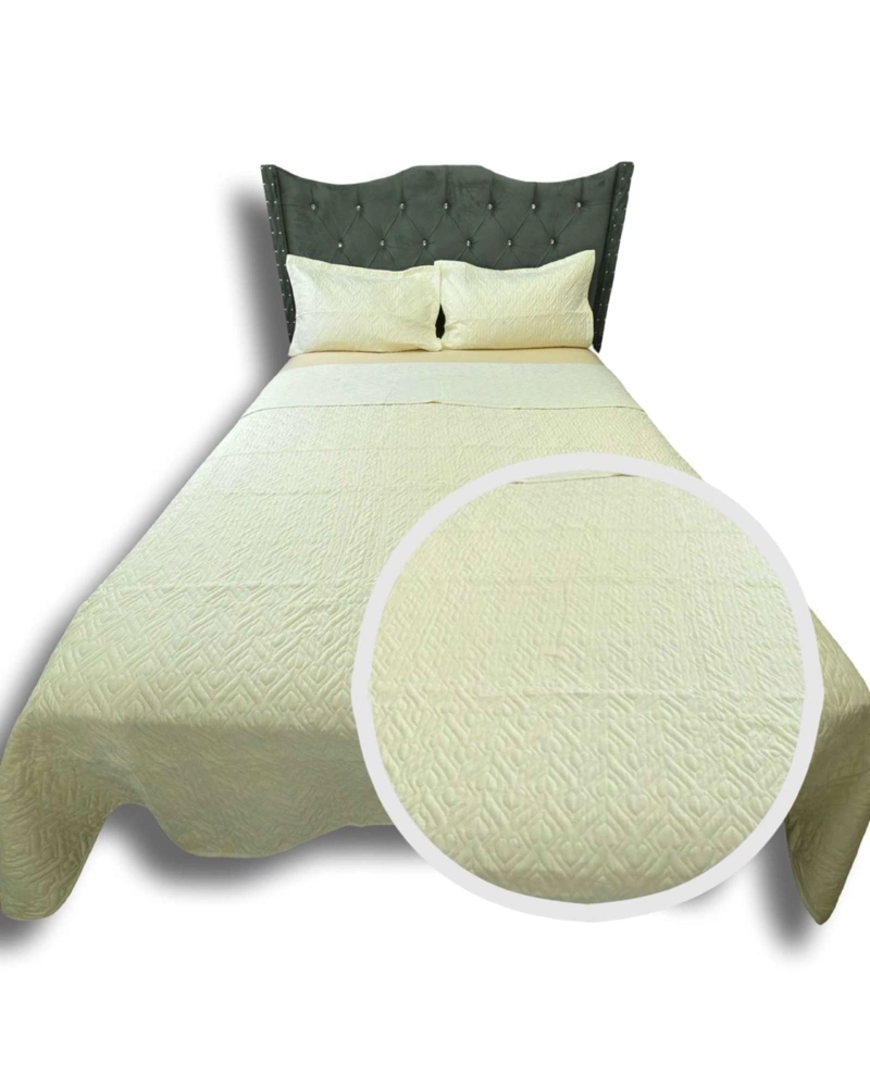 CUBRECAMA QUILT DE LUJO VERANO DELGADO 2 PLAZAS CREMA - 1