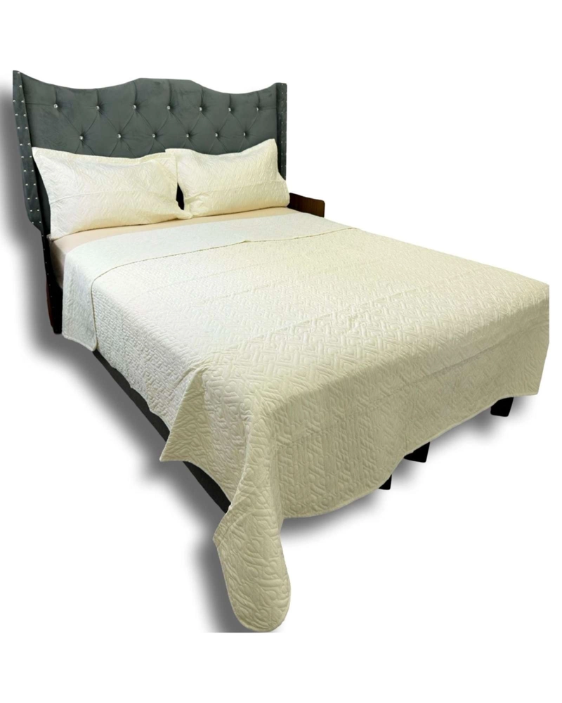 CUBRECAMA QUILT DE LUJO VERANO DELGADO 2 PLAZAS CREMA - 3