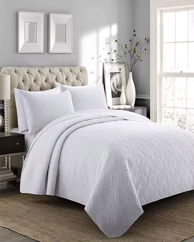 CUBRECAMA ELEGANTE  QUILT VERANO PLAZA Y MEDIA BLANCO - 4