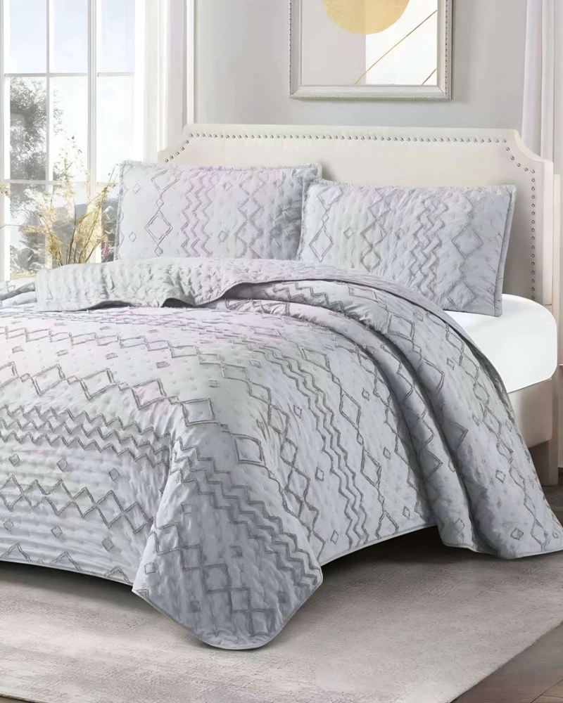 CUBRECAMA QUILT TUFTING DE LUJO SUAVE PLAZA Y MEDIA - 4