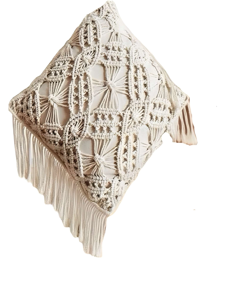 SET DE 2 FUNDAS DE COJIN ESTILO BOHEMIO 45X45 CM BLANCO 06 - 2