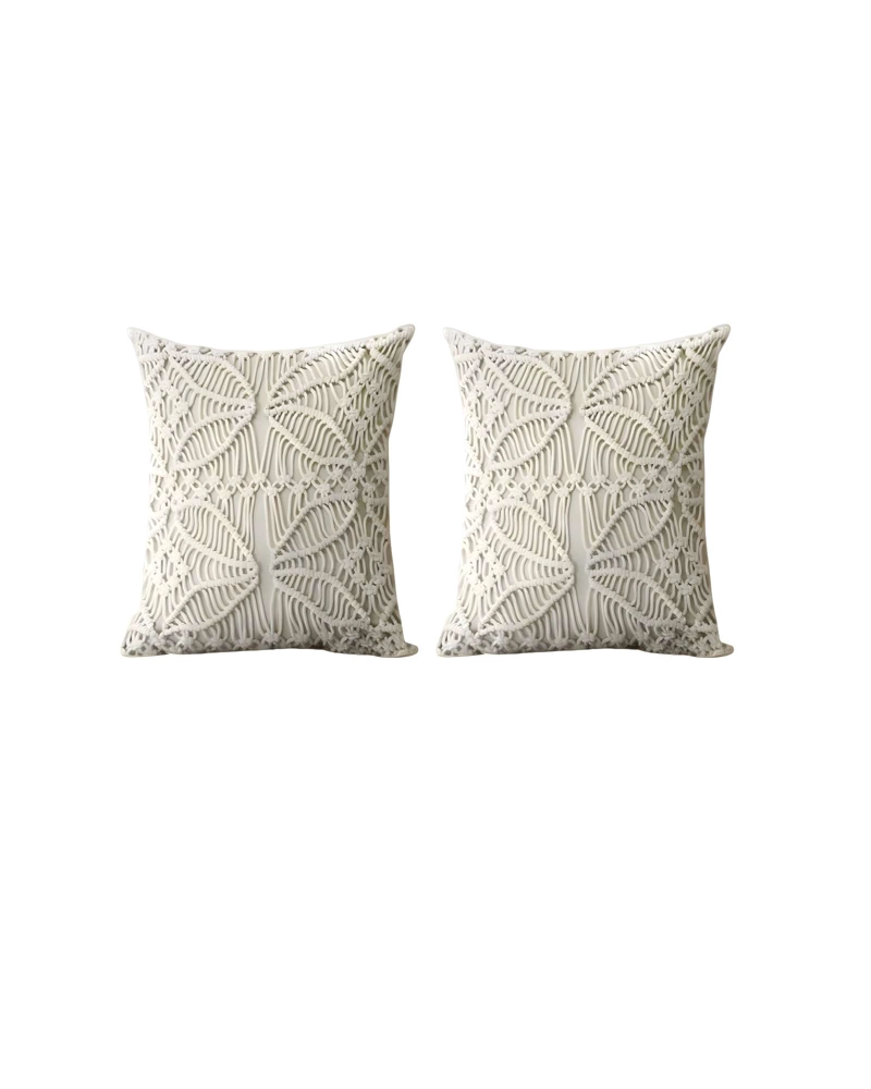 SET DE 2 FUNDAS DE COJIN ESTILO BOHEMIO 45X45 CM BLANCO 05 - 1