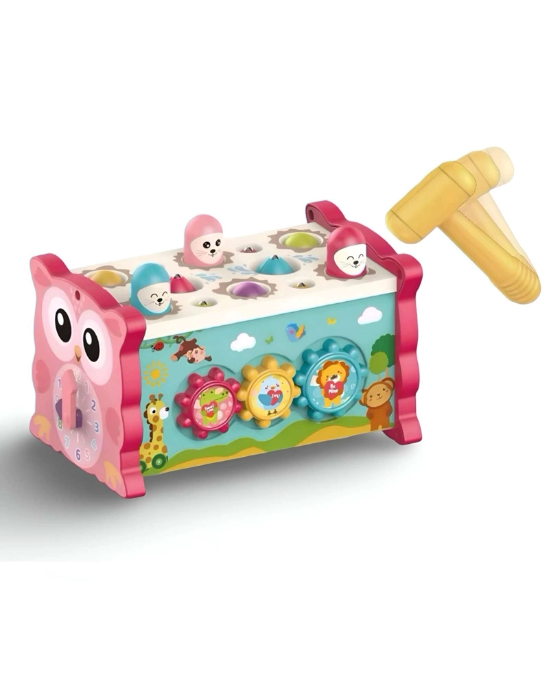 CUBO BUHO JUGUETE DE DESARROLLO SENSORIAL INFANTIL 8 EN 1 ROSADO - 1