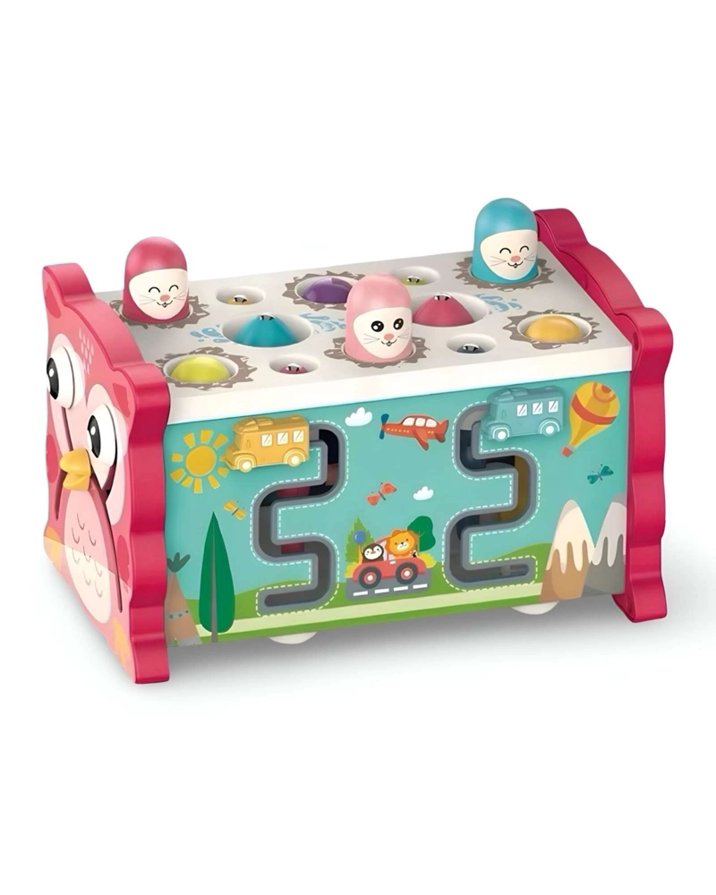 CUBO BUHO JUGUETE DE DESARROLLO SENSORIAL INFANTIL 8 EN 1 ROSADO - 7