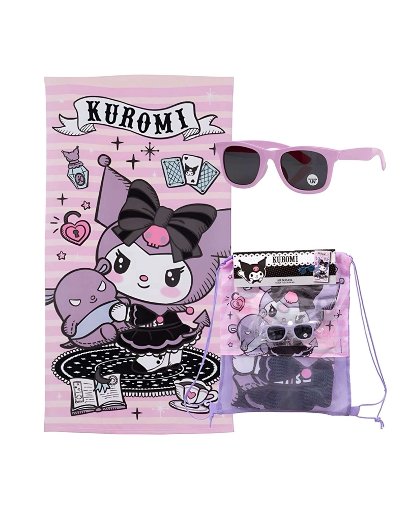 TOALLA NIÑO NIÑA CON LENTES DE SOL Y BOLSO KUROMI - 1