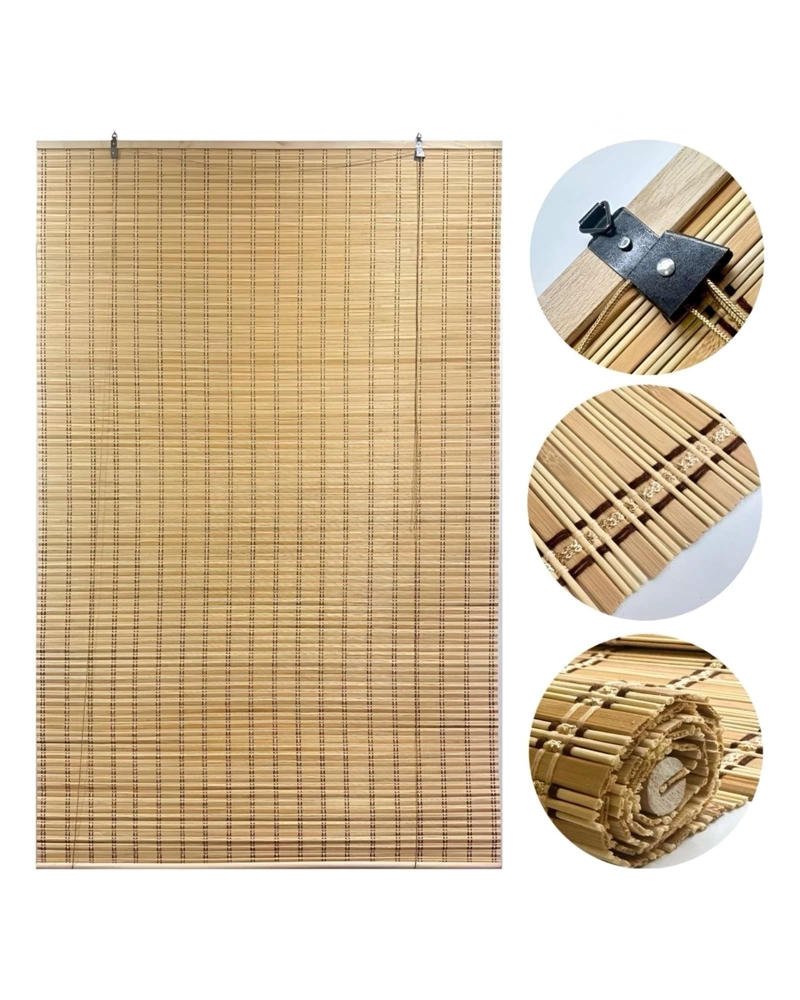 PACK DE 2 CORTINAS ROLLER BAMBU 180X180 ESTERILLA ENROLLABLE - 1