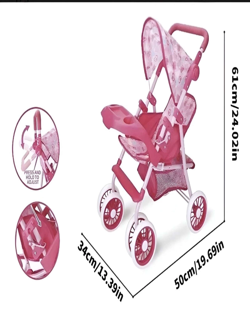 COCHE MUÑECAS METALICO GRANDE ROSADO - 3