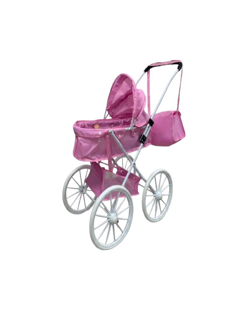 COCHE DE MUÑECA CARREOLA RUEDAS GRANDES ROSA - 6