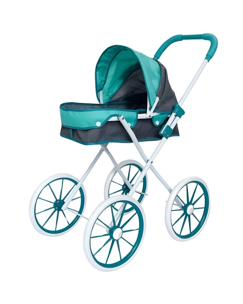 COCHE DE MUÑECA CARREOLA RUEDAS GRANDES TURQUESA - 2