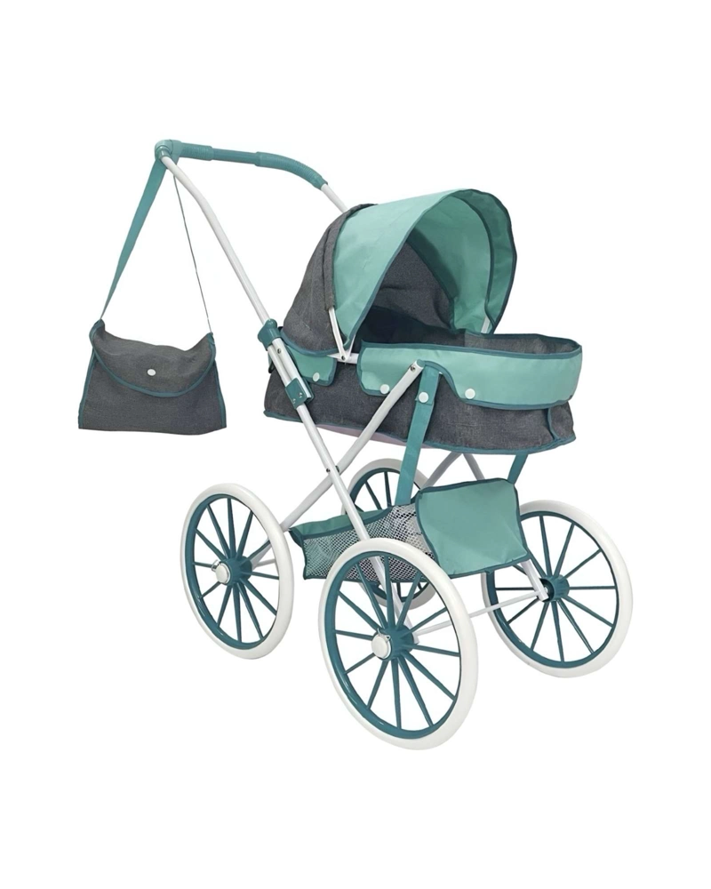 COCHE DE MUÑECA CARREOLA RUEDAS GRANDES TURQUESA - 3