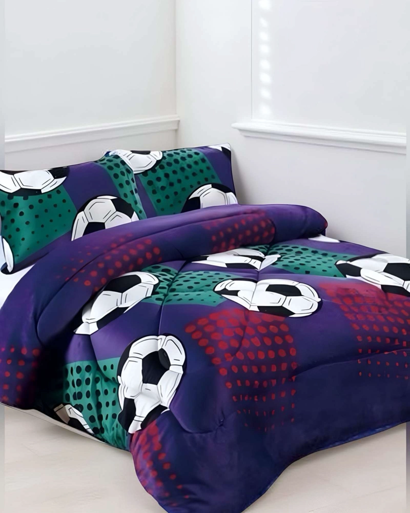 COBERTOR ELEGANTE DE INVIERNO DISEÑO PELOTA NIÑO PLUSH CON CHIPORRO PLAZA Y MEDIA S43 - 2