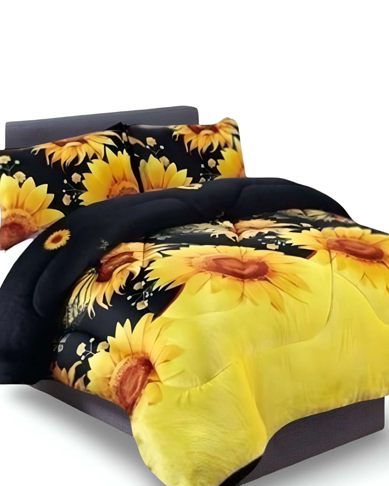 COBERTOR DE INVIERNO DISEÑO GIRASOLES PLUSH CON CHIPORRO PLAZA Y MEDIA S45 - 2