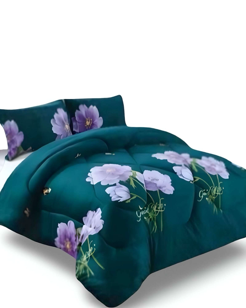 COBERTOR ELEGANTE DE INVIERNO DISEÑO FLORES PLUSH CON CHIPORRO PLAZA Y MEDIA S46 - 3