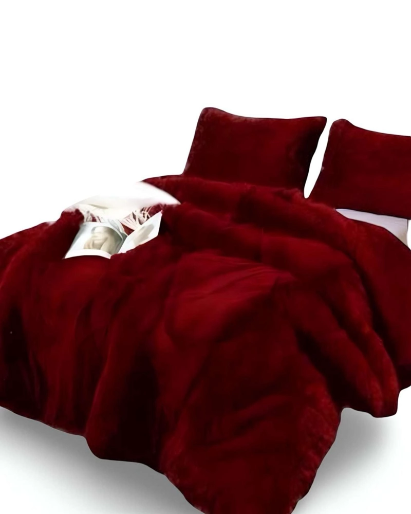 COBERTOR ELEGANTE CHIPORRO UNICOLOR PELUDO DE INVIERNO PLAZA Y MEDIA S62 - 3