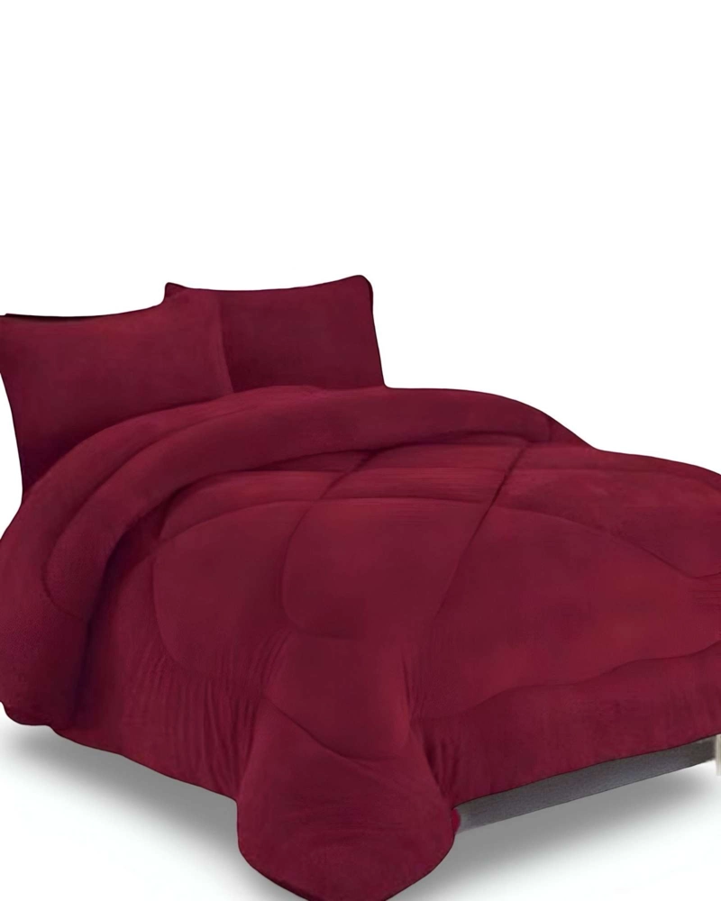 COBERTOR ELEGANTE DE INVIERNO UNICOLOR PLUSH CON CHIPORRO PLAZA Y MEDIA S52 - 1