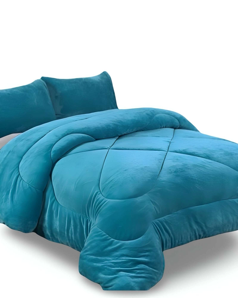 COBERTOR ELEGANTE DE INVIERNO UNICOLOR PLUSH CON CHIPORRO PLAZA Y MEDIA S54 - 4