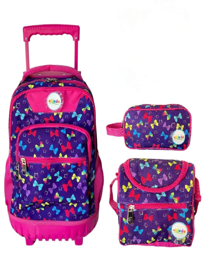 MOCHILAS ESCOLAR 3 PIEZAS DISEÑO DE LAZOS - 1