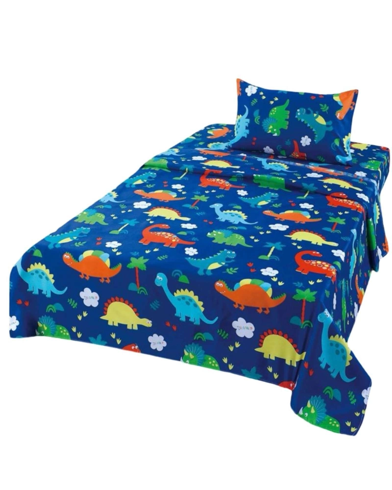 JUEGO DE SABANAS DE VERANO DINOSAURIO NIÑO INFANTIL 1 PLAZA  MAS 1 ALMOHADA - 4