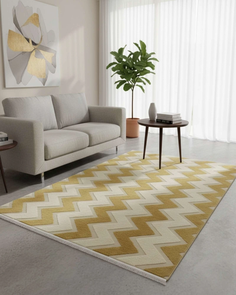 ALFOMBRA CON RELIEVE DISEÑO JACQUARD ANTIDESLIZANTE 150X200 CM - 4