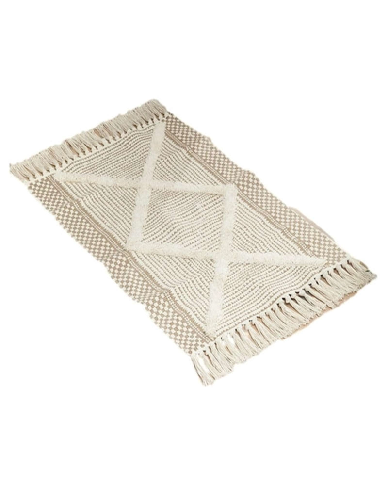 ALFOMBRA DE LINO BAJADA DE CAMA ESTILO BOHO MEDIDA 60 CM X 90 CM - 6