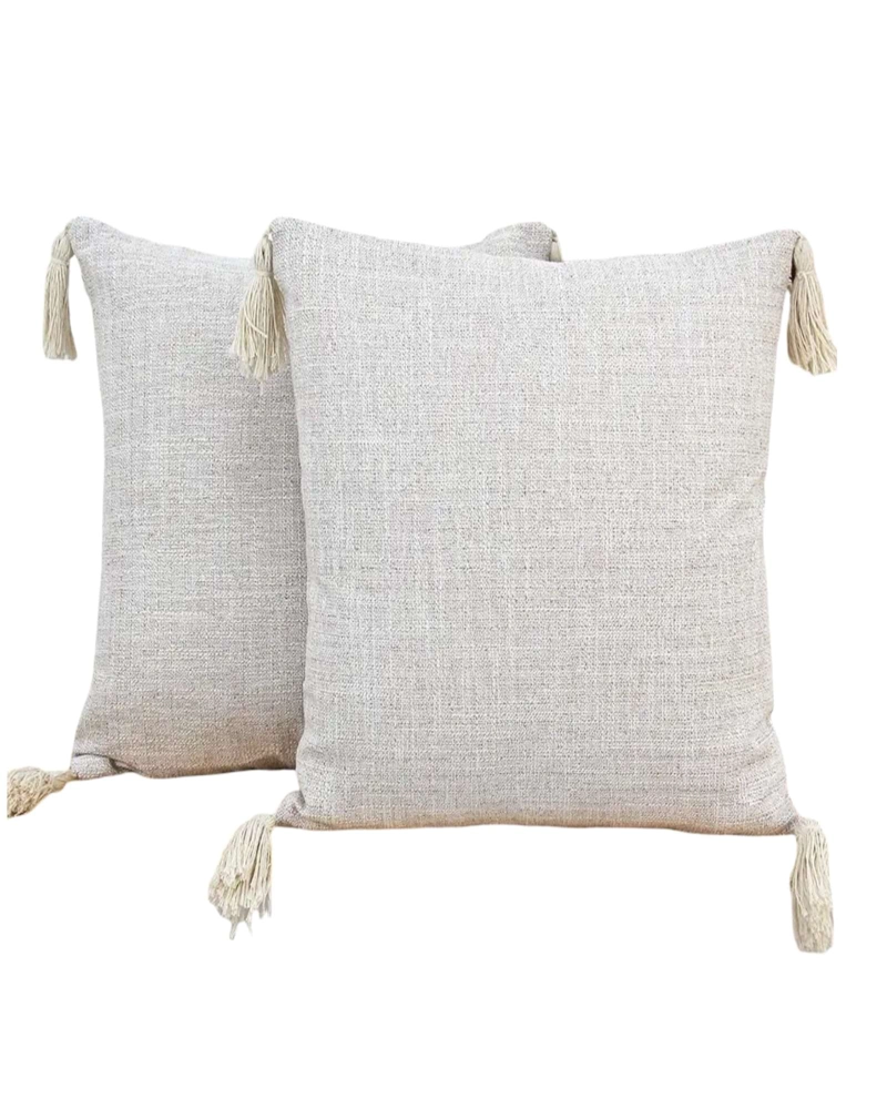 FUNDAS DE COJIN CUADRADAS  CHENILLE CON BORLAS PACK DE 2 PIEZAS - 2