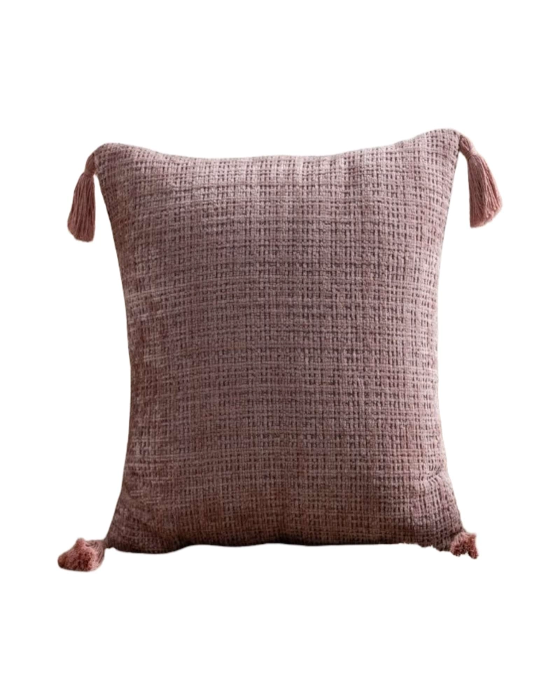 FUNDAS DE COJIN CUADRADAS  CHENILLE CON BORLAS PACK DE 4 PIEZAS - 1