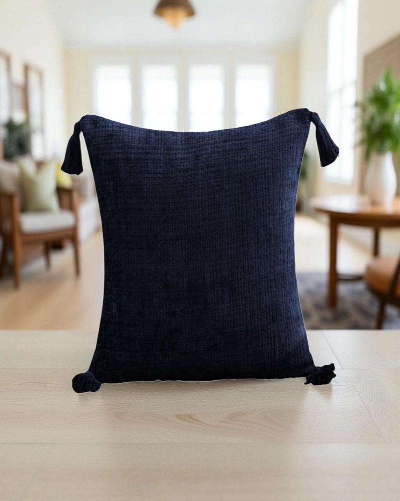 FUNDAS DE COJIN CUADRADAS  CHENILLE CON BORLAS PACK DE 2 PIEZAS - 3