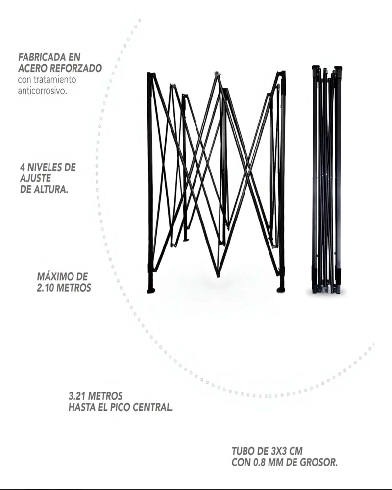 TOLDO PLEGABLE MAS LATERALES AZUL, CARPA FILTRO UV 3X3 - 4