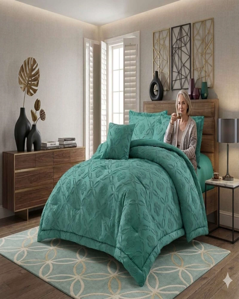 CUBRECAMA QUILT NORDICO DELGADO DISEÑO FLORES 2 PLAZAS - 4