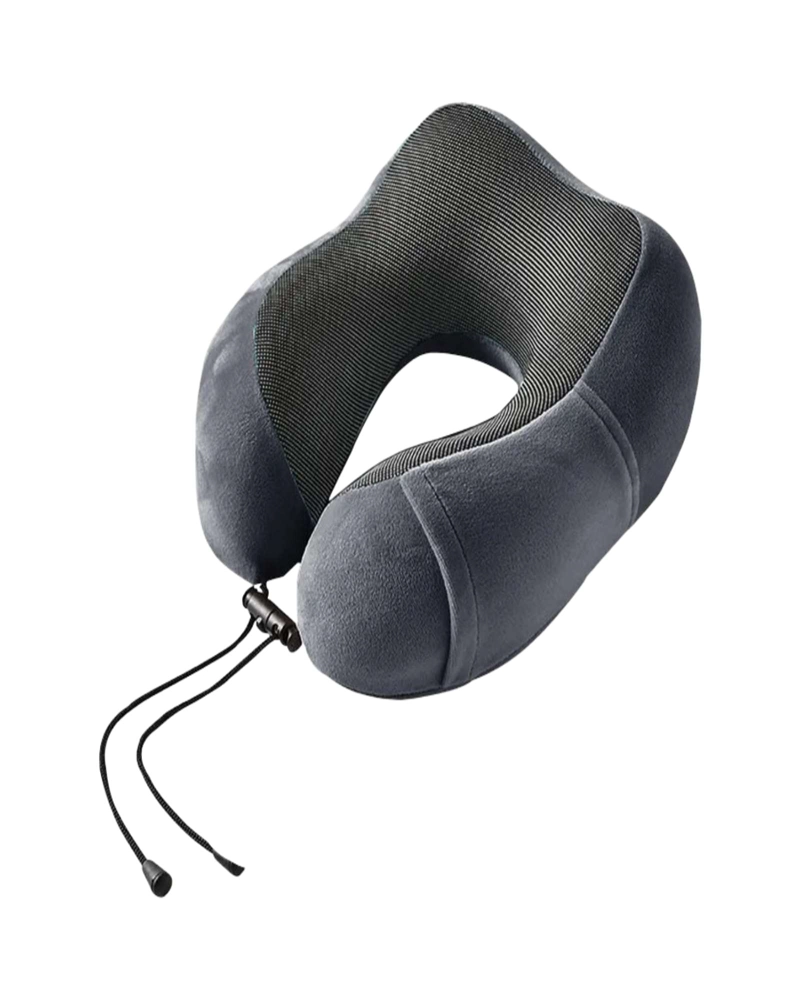 COMODA ALMOHADA DE CUELLO VIAJE TELA MAGNETICA GRIS - 3