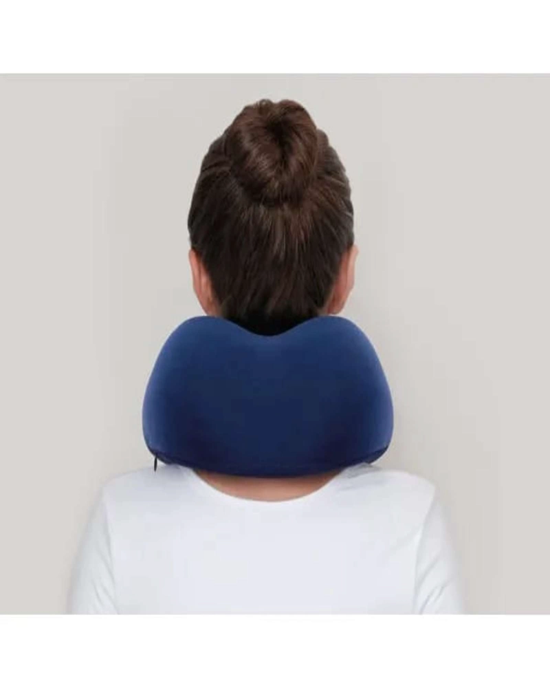 COMODA ALMOHADA DE CUELLO VIAJE TELA MAGNETICA AZUL - 4