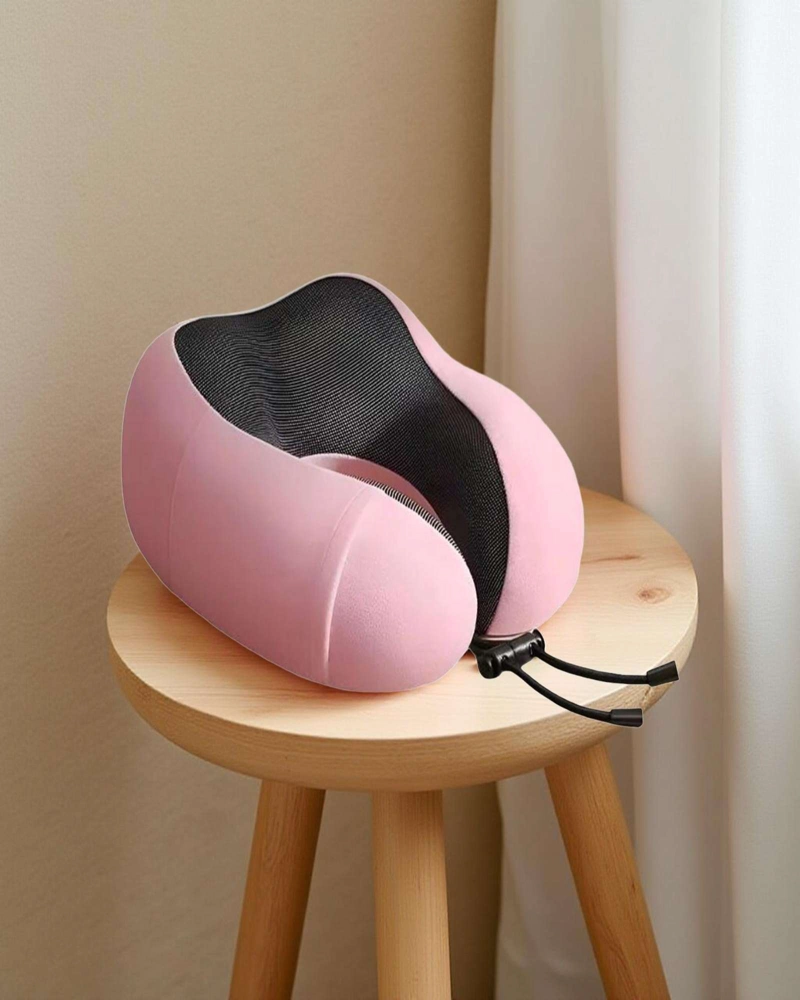 COMODA ALMOHADA DE CUELLO VIAJE TELA MAGNETICA ROSA - 3
